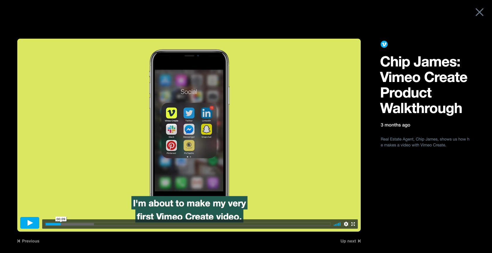 Pop-up of profile video when clicked on