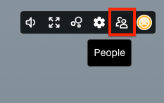 The virtual venue toolbar with the 'People' icon, represented by two silhouettes, highlighted in a red box.