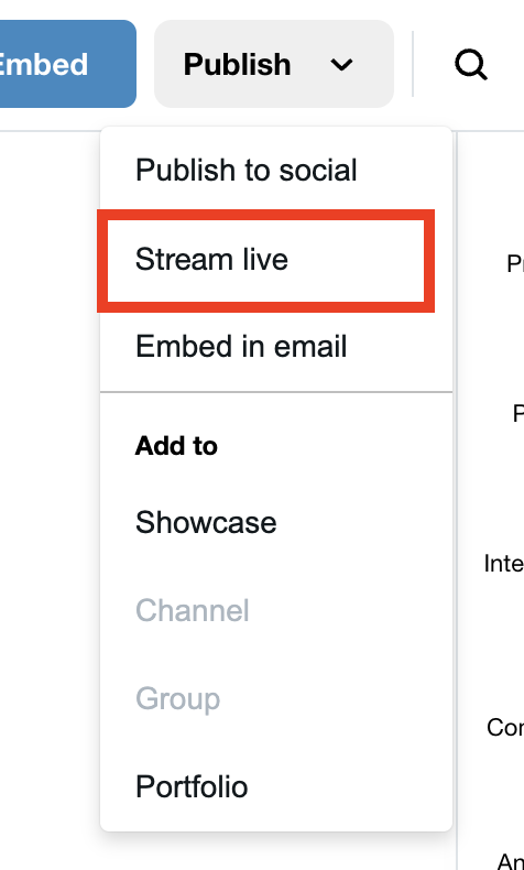 Publish dropdown stream live.png