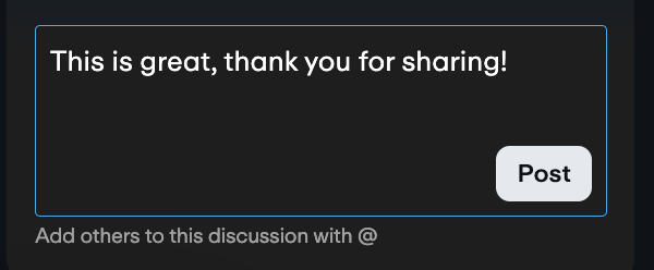 Comment input field showing sample text and the Post button